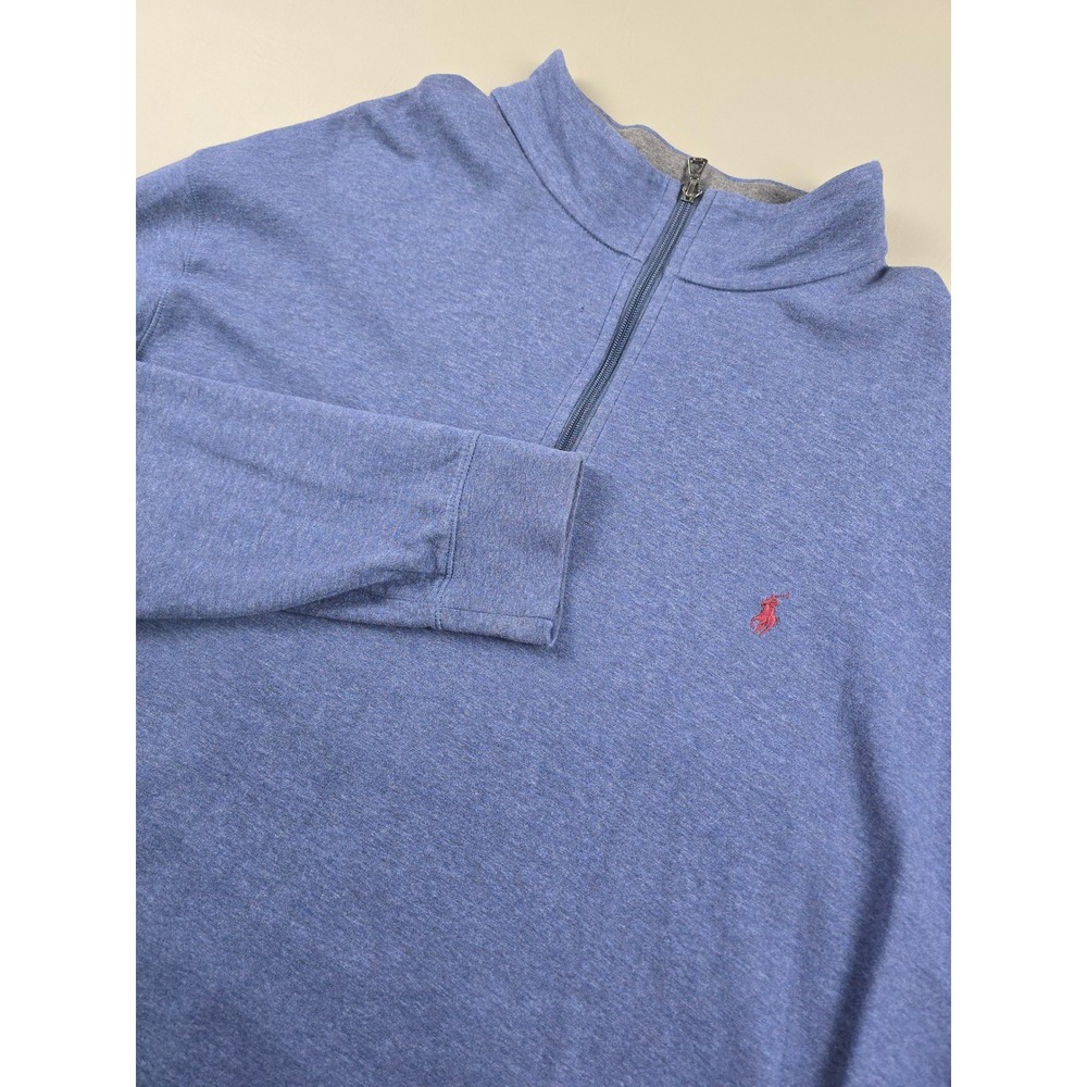 Polo Ralph Lauren Mens 3LT Blue Heather Quarter Zip Pullover Sweatshirt Tall